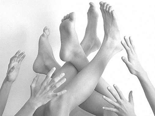 The hands and feet of daughter Jenny and her friend Lotta